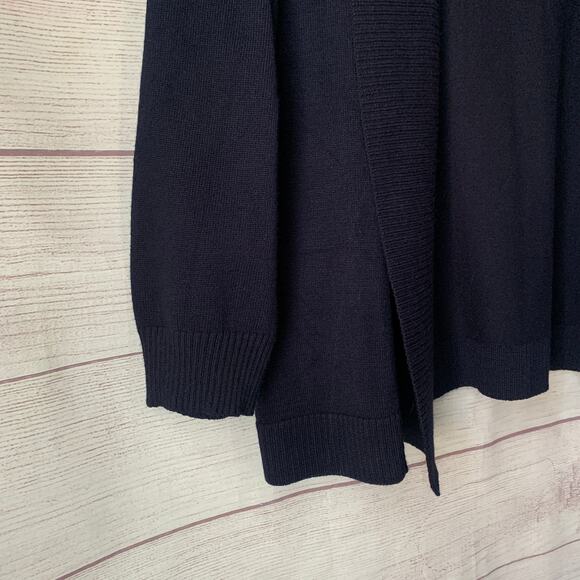 Verve Ami Navy Blue Cardigan Sweater Open Front Elbow Length Sleeves Size Small - Picture 4 of 13